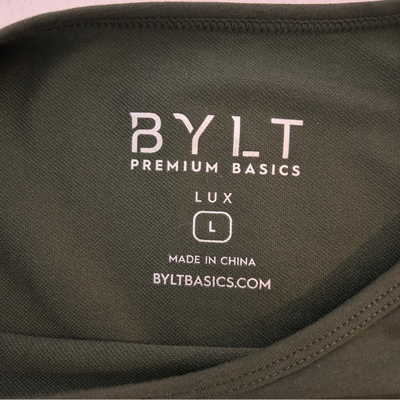 BYLT Men's Large Olive Green T-Shirt Premium Basics LUX Drop-Cut Crewneck - Picture 4 of 7